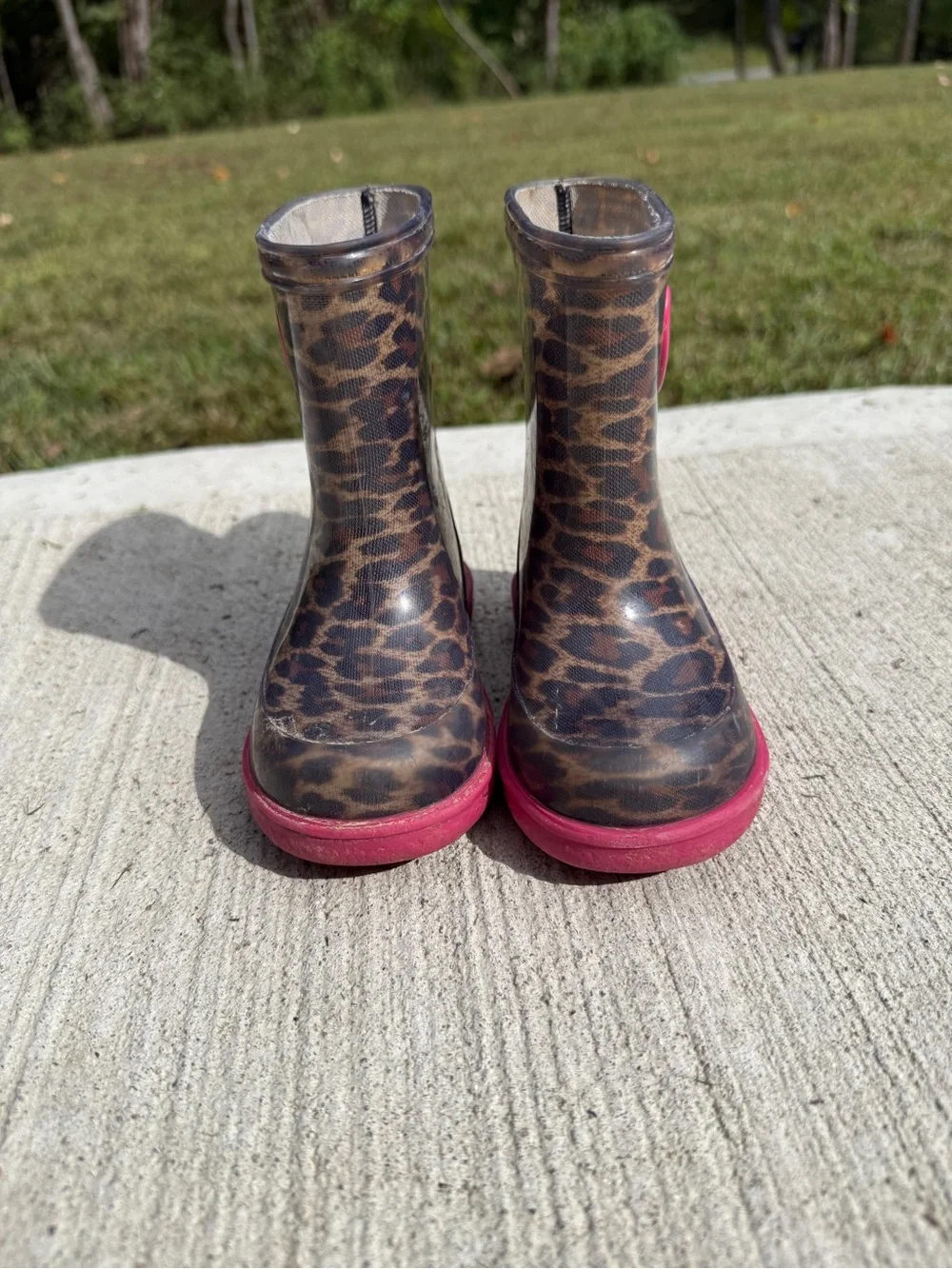 Igor Toddler Girl Leopard Print Rain Boots with Pink Heart - size 6